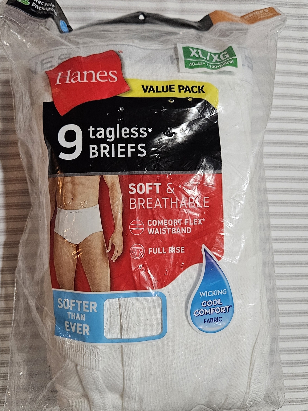 Hanes Men's 9-Pack Tagless White Briefs - XL